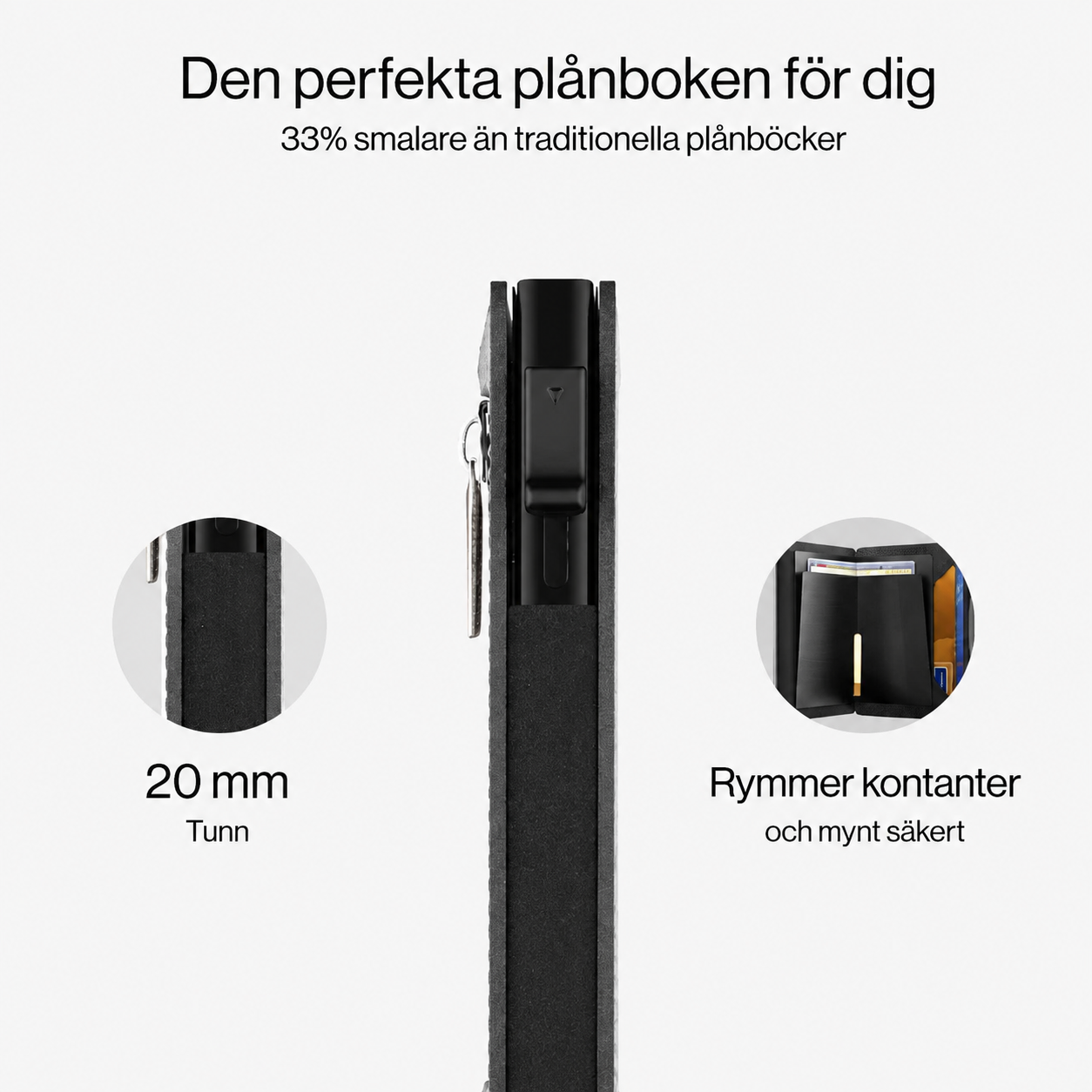 Slimmad plånbok med RFID-skydd & myntficka